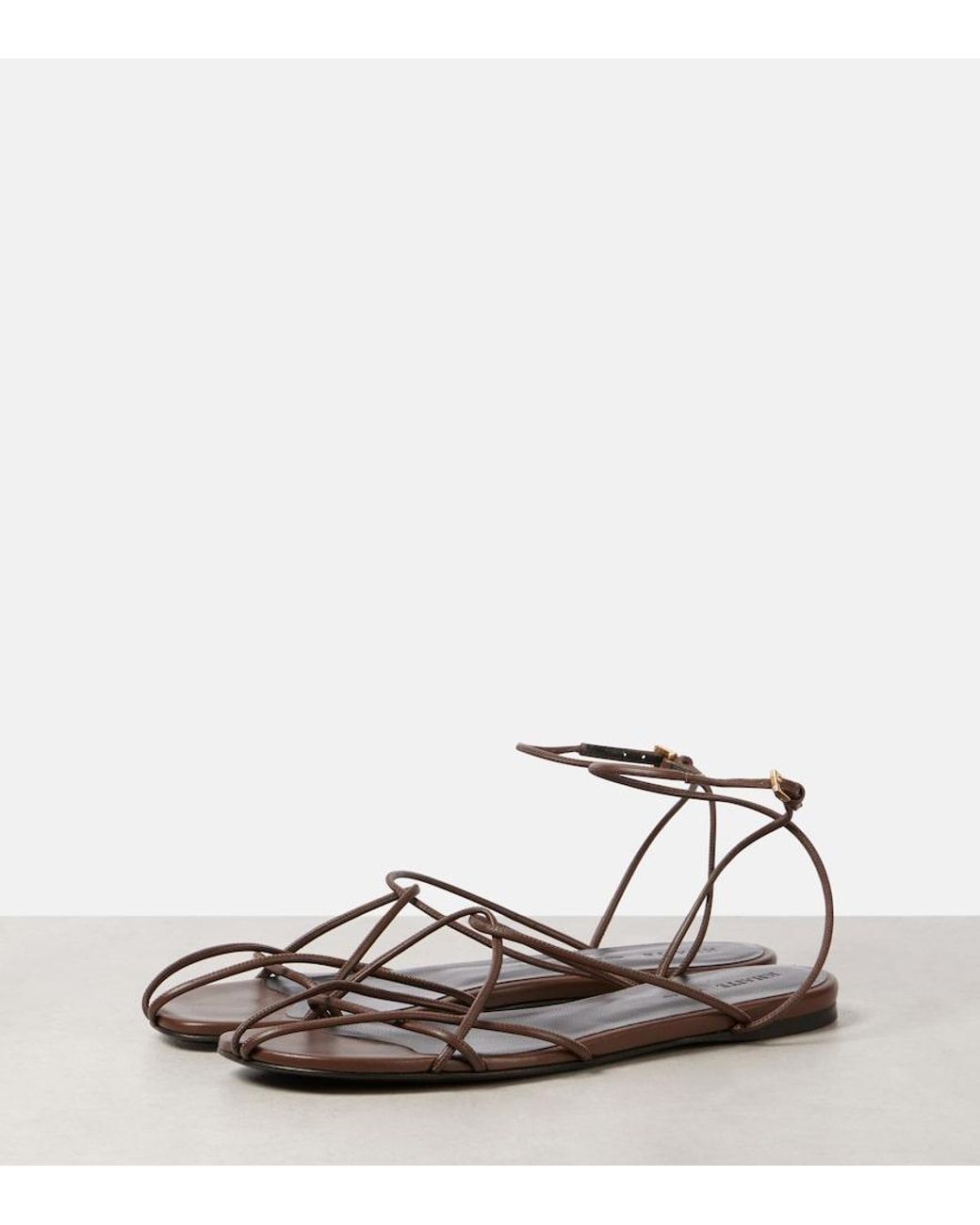 Khaite Brown Loulou Leather Sandals