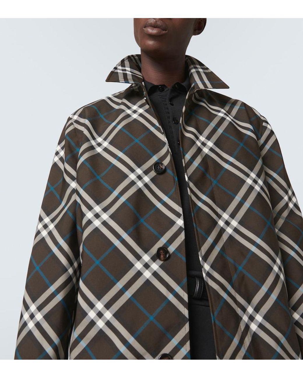 Burberry Black Check Raincoat for men