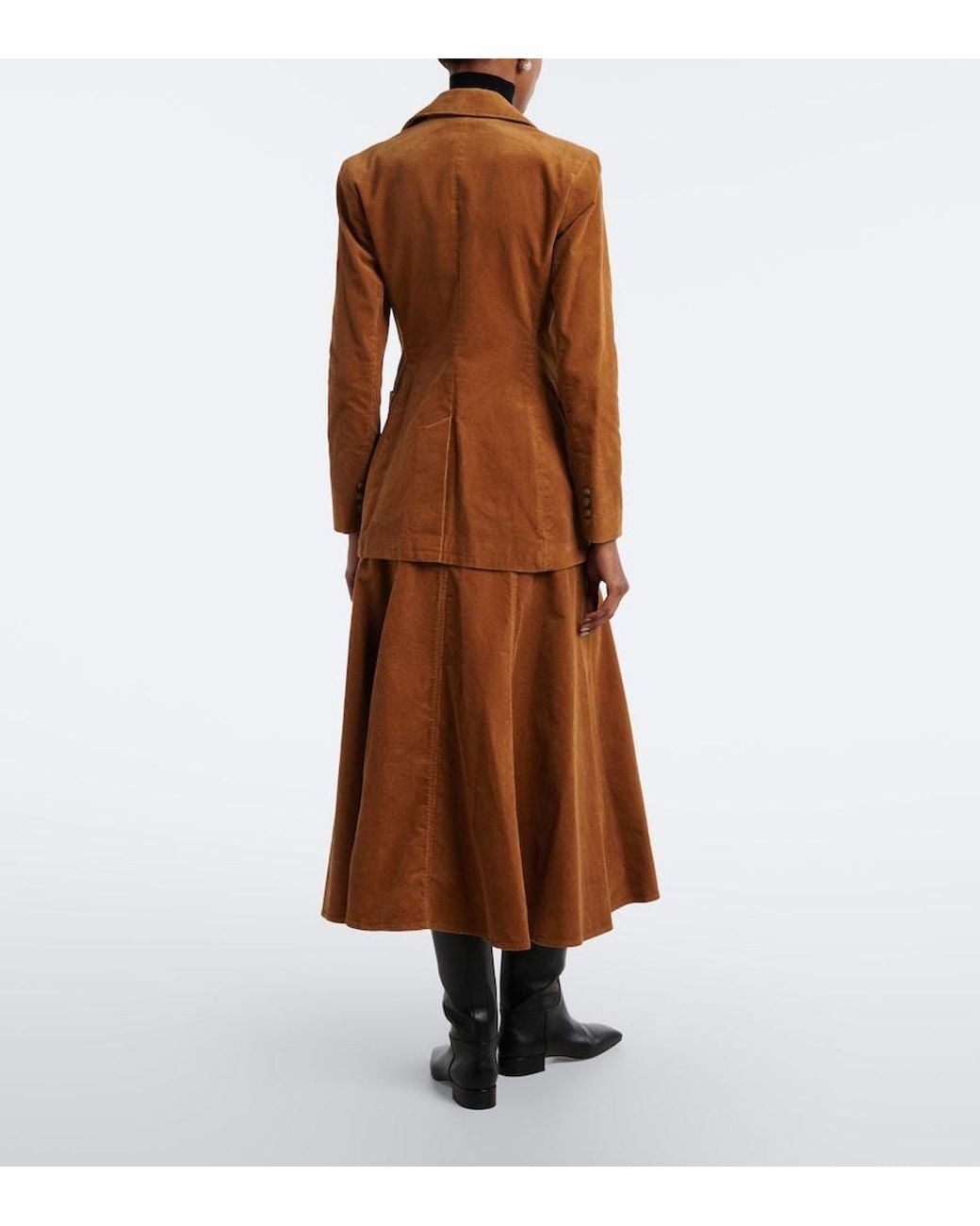Polo Ralph Lauren Brown Cotton Corduroy Midi Skirt