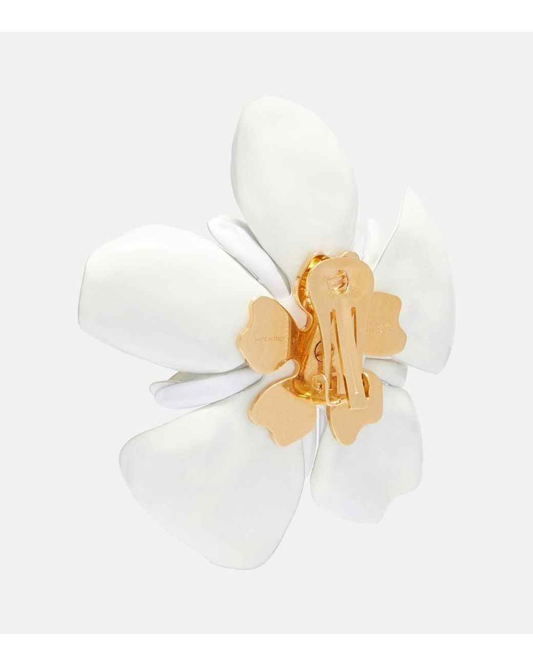 Chloé White Floral Clip-On Earrings