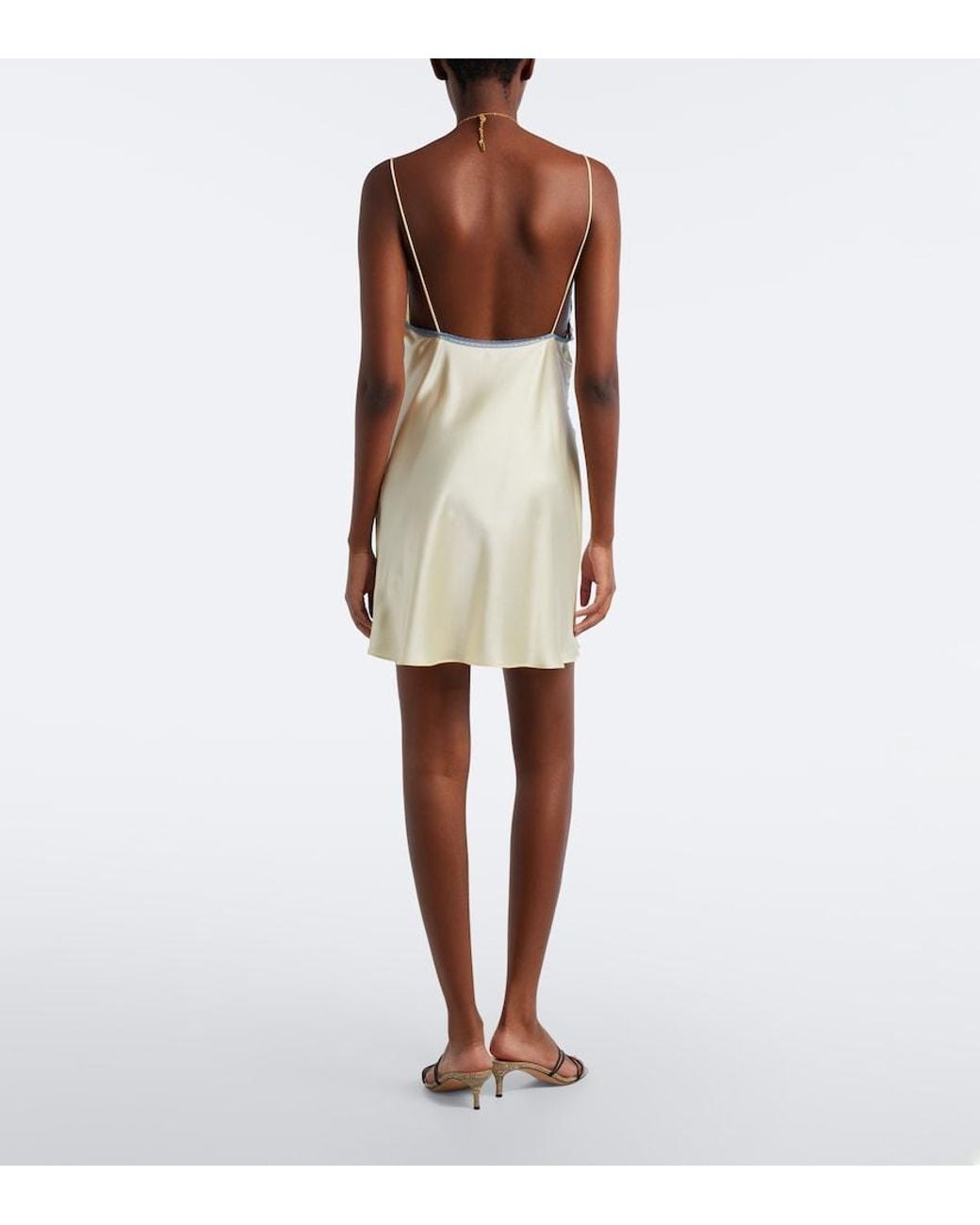 Sir Blue Aries Lace-Trimmed Silk Slip Dress
