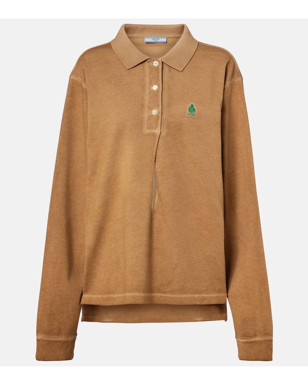Prada Brown Oversized Cotton Pique Polo Shirt