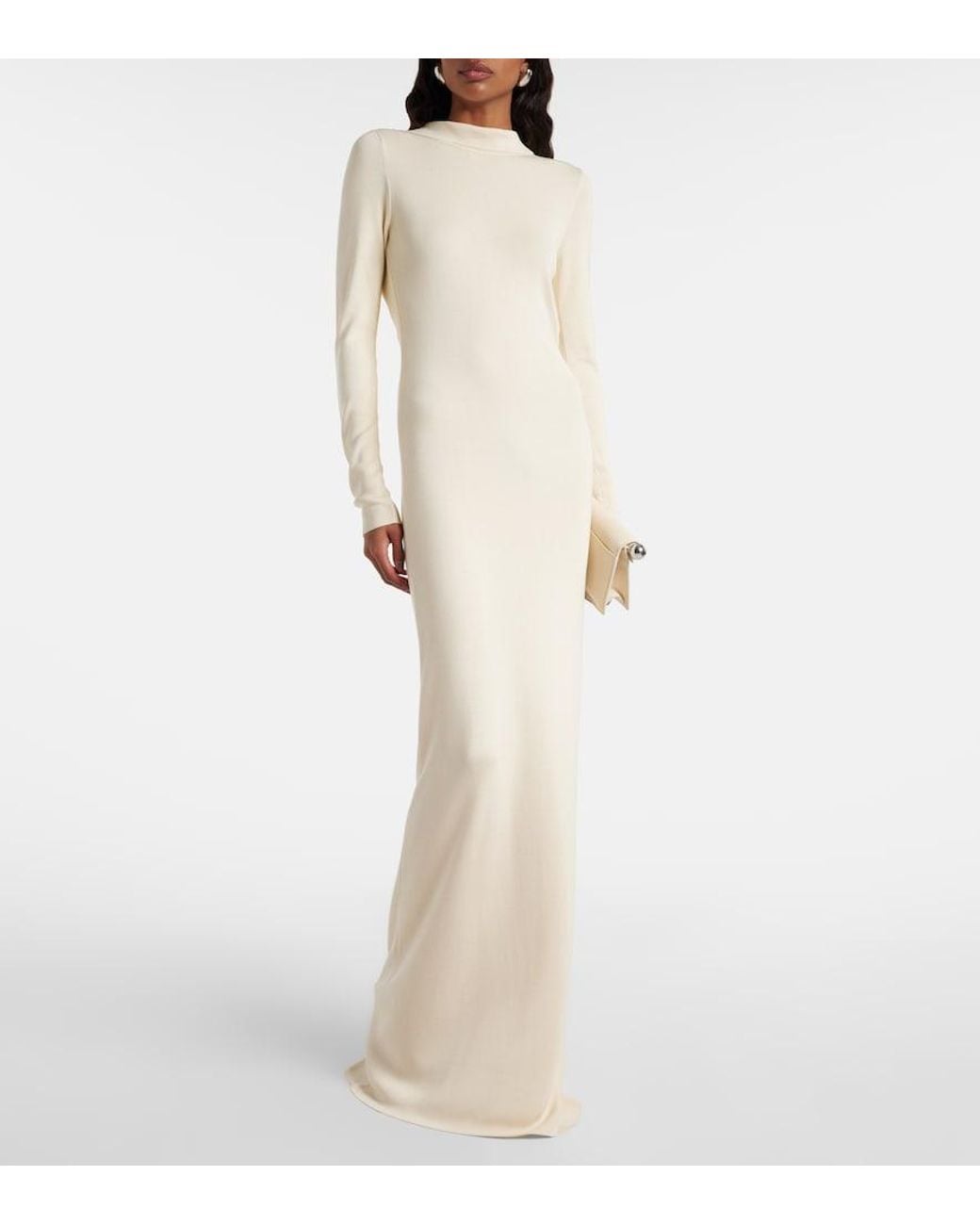AYA MUSE White Elowen Open-Back Silk-Blend Maxi Dress