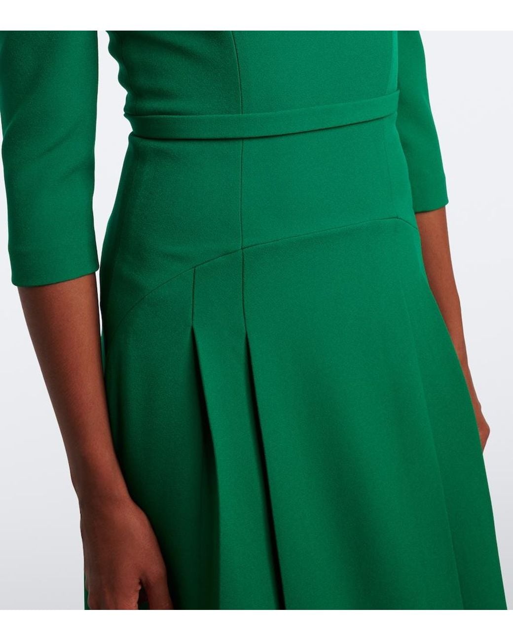 Safiyaa Green Amadora Off-Shoulder Crepe Gown