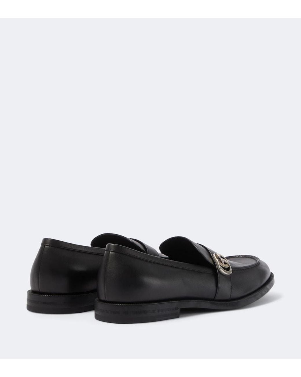 Gucci Black Double G Leather Loafers for men