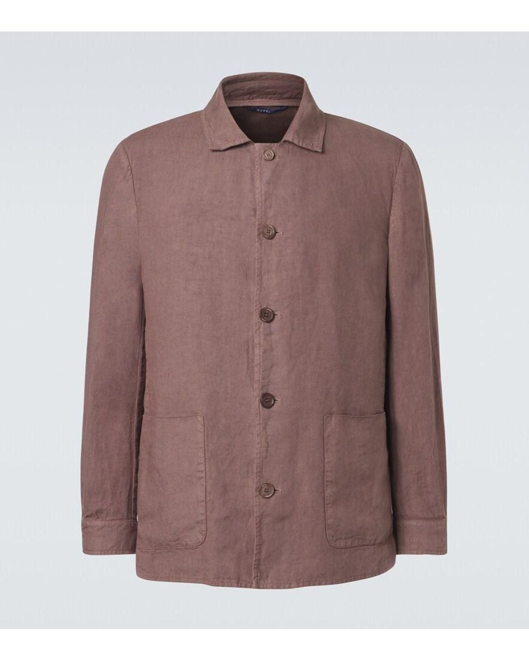 Fedeli Brown Linen Shirt for men