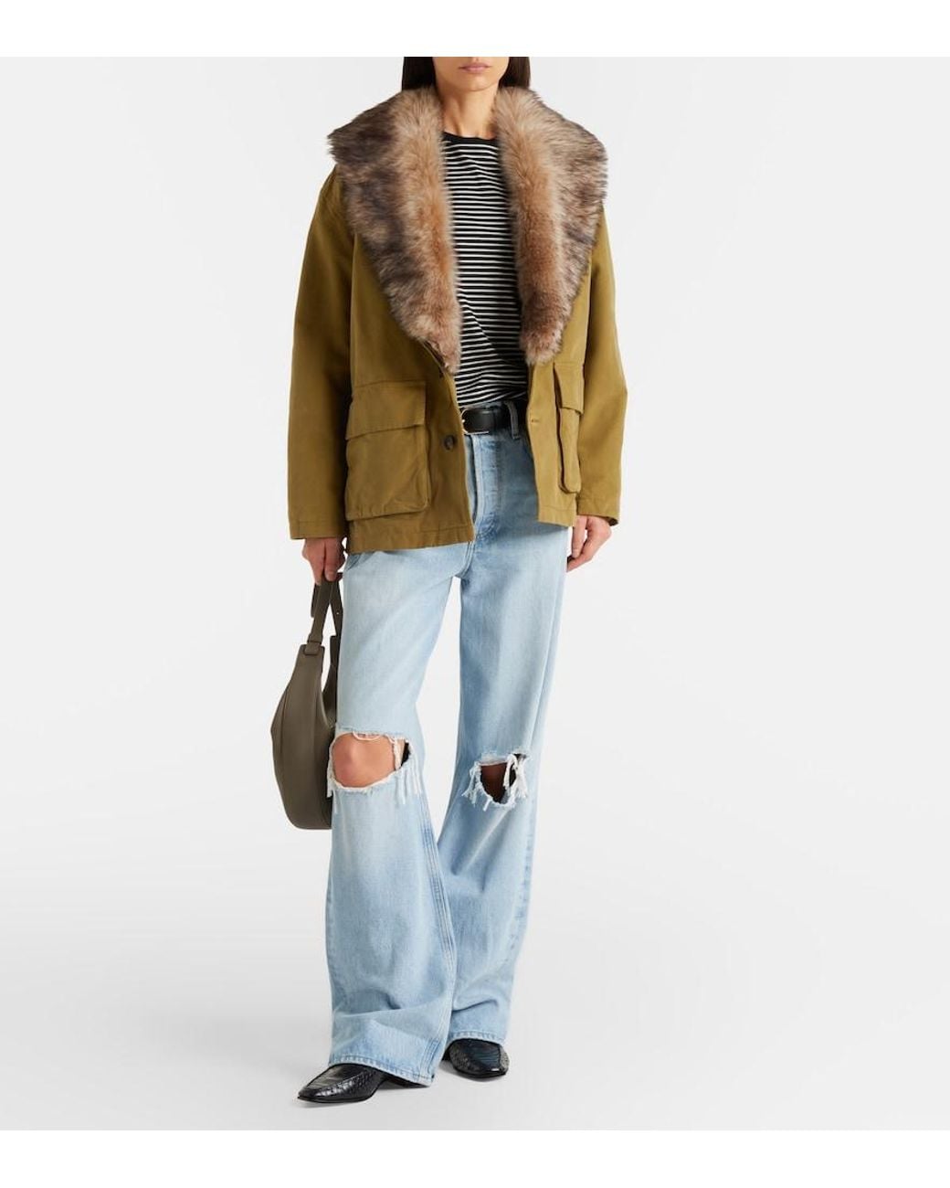 Nili Lotan Brown Ronay Shearling-Trimmed Cotton Parka