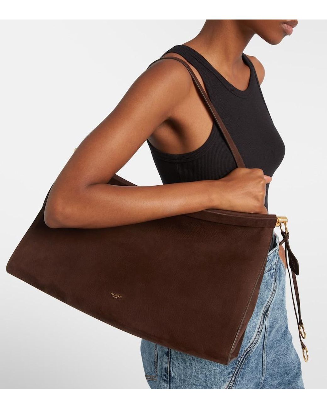 Alaïa Brown Le Click Large Leather Shoulder Bag
