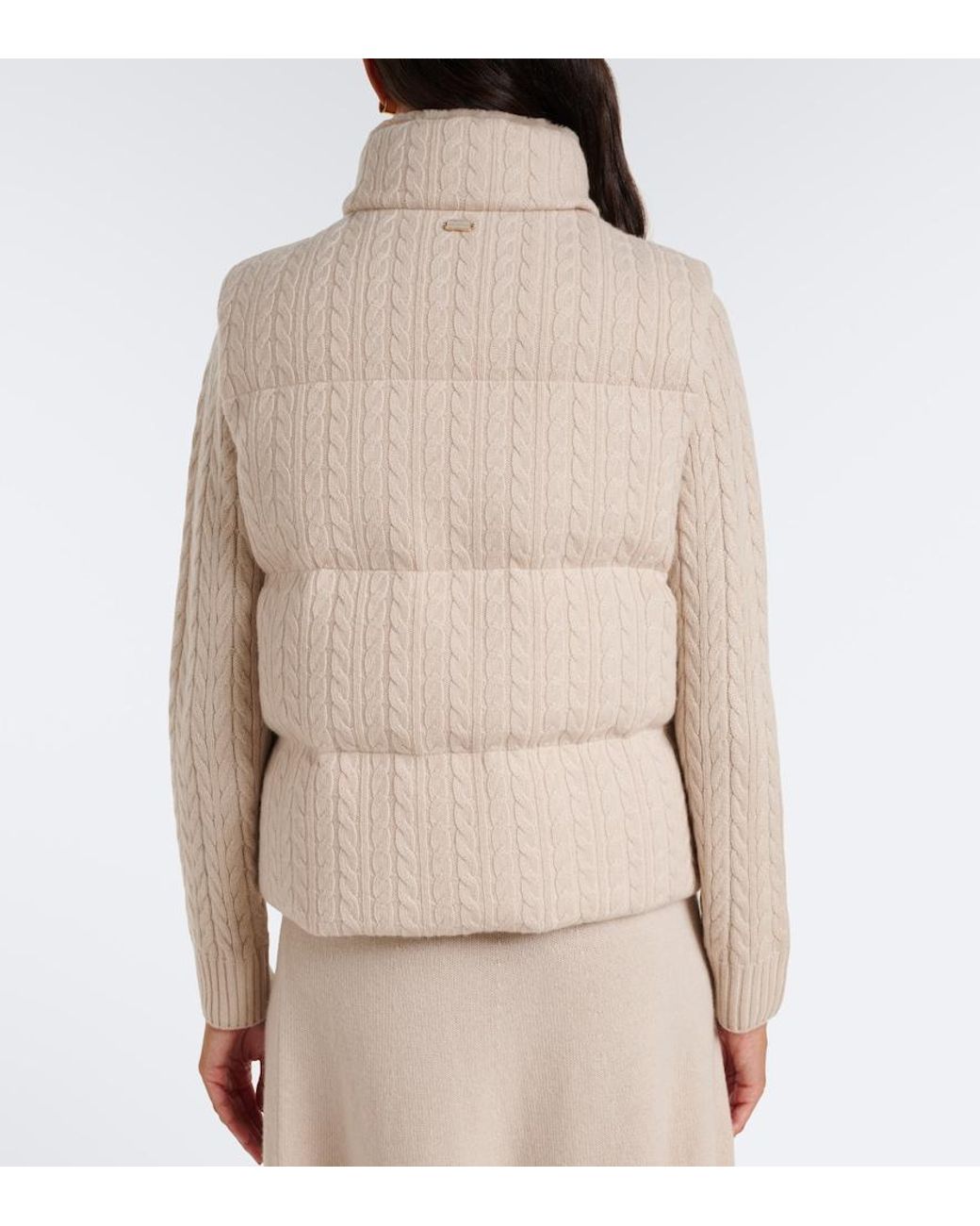 Agnona Natural Cable-Knit Cashmere Puffer Vest