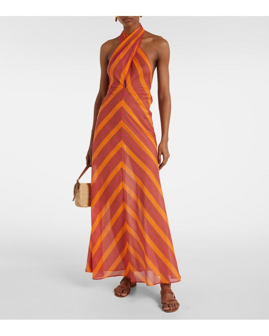 Eres Orange Neree Printed Cotton Voile Maxi Dress