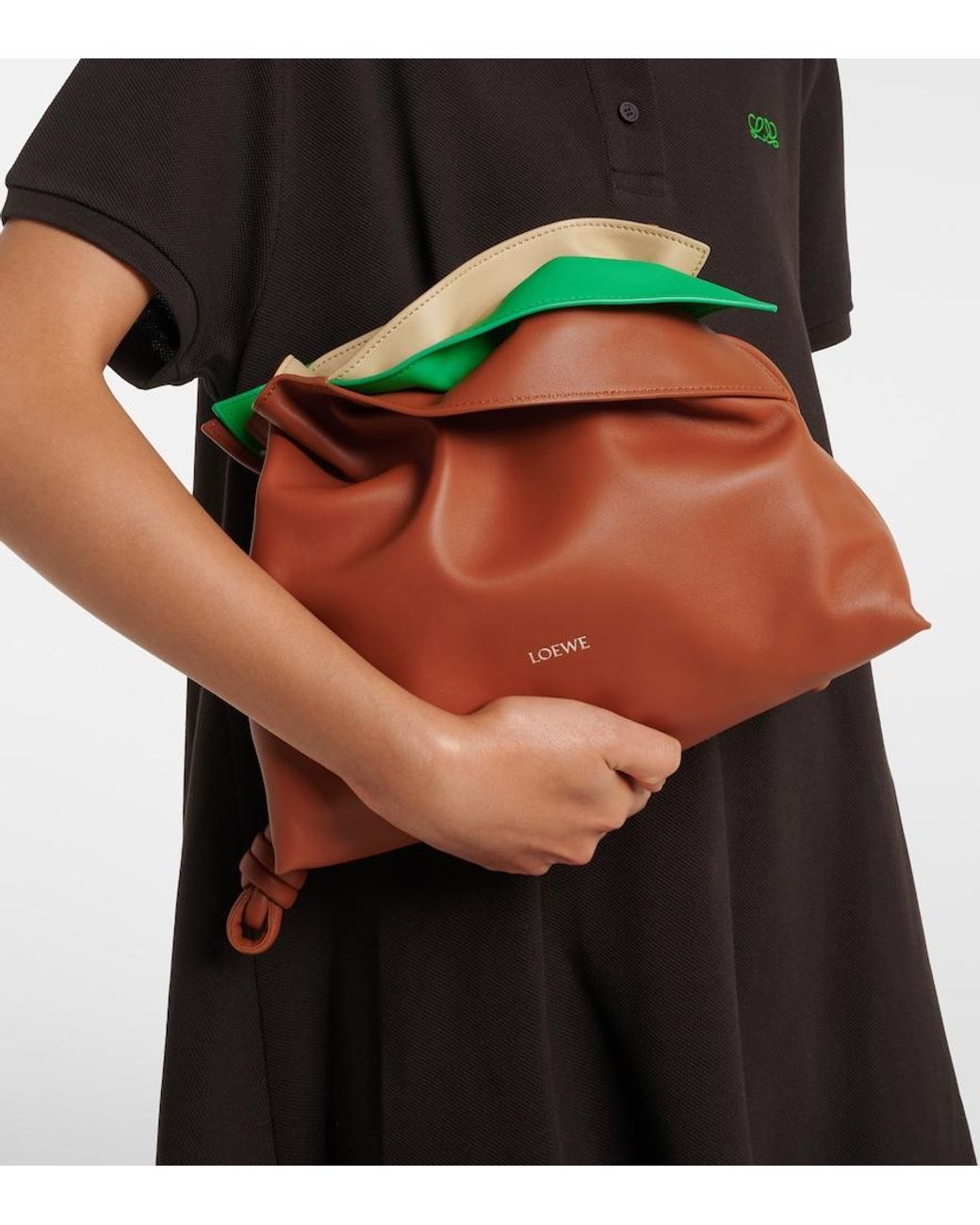 Loewe Brown Flamenco Medium Layered Leather Clutch