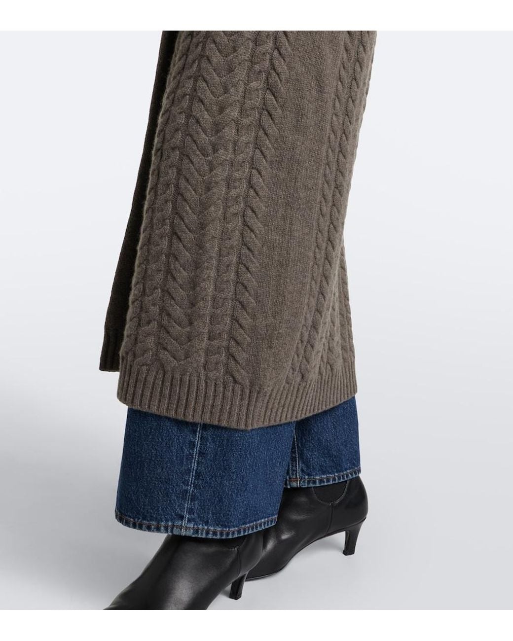 arch4 Brown Bond Street Cable-Knit Cashmere Long Cardigan
