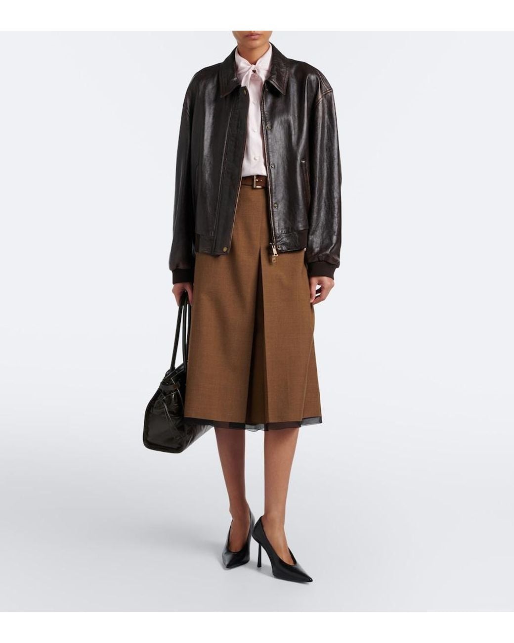 Prada Black Oversized Leather Blouson Jacket