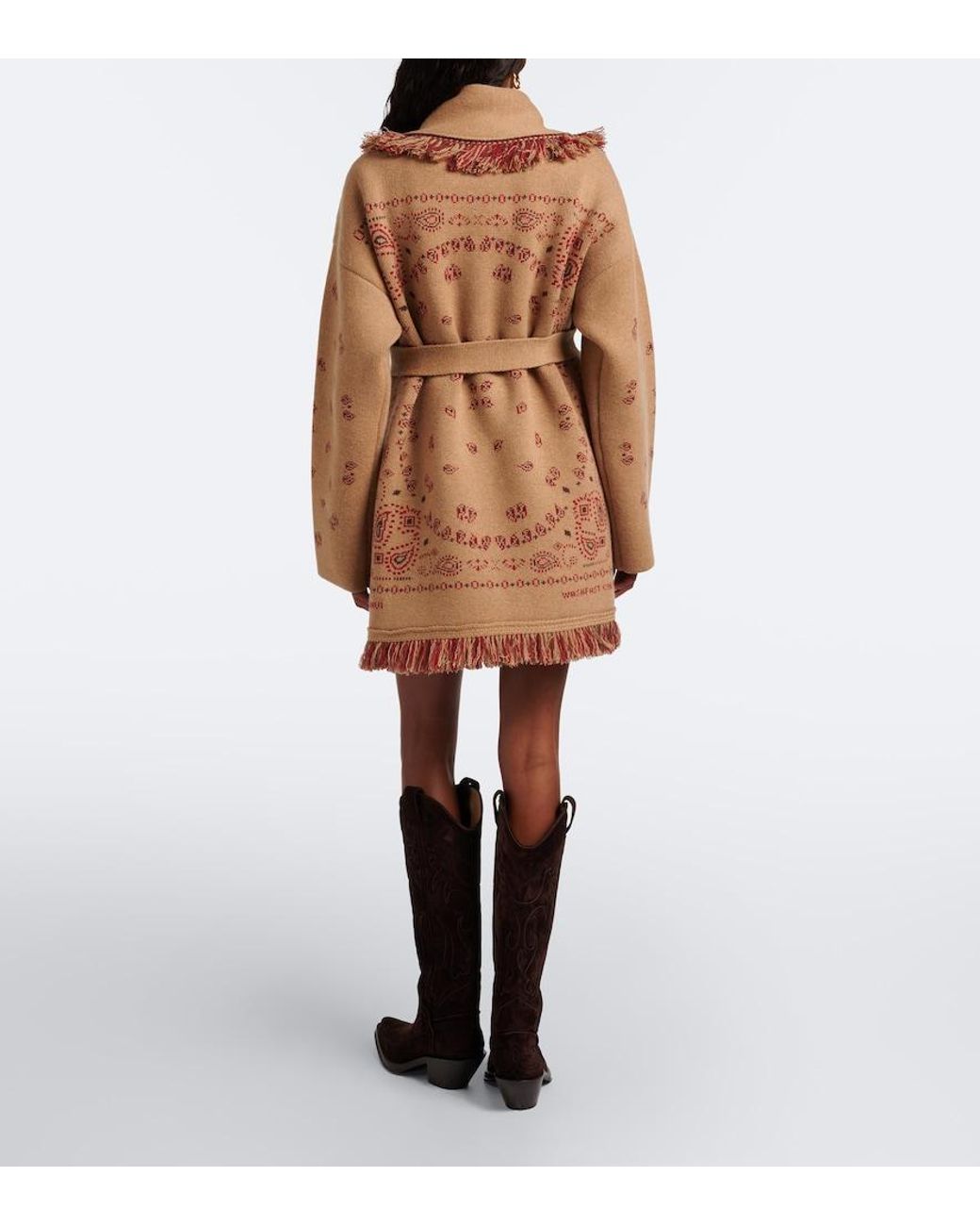 Alanui Brown Bandana Jacquard Cashmere Cardigan