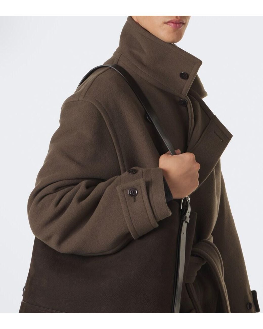 Lemaire Black Belted Leather Tote Bag for men