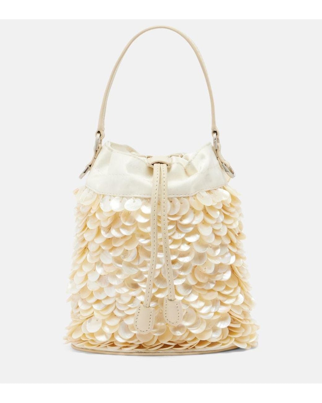 Staud Natural Lila Mini Embellished Bucket Bag