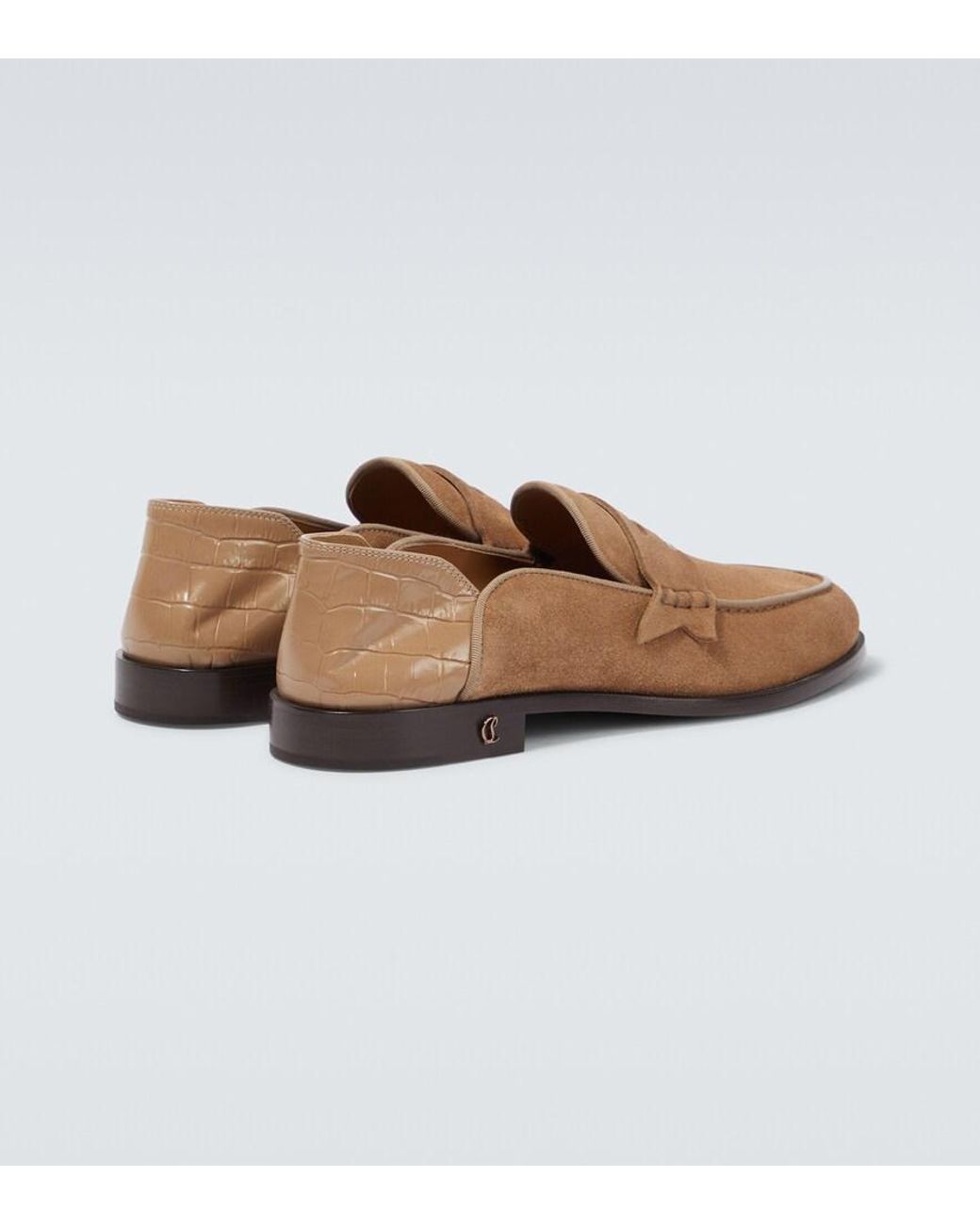 Christian Louboutin Loafers Penny No Back Aus Veloursleder in Brown für Herren