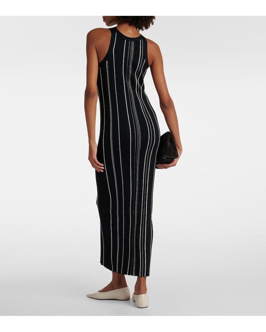 Totême  Black Toteme "Long Ribbed Knit Naia Dress In
