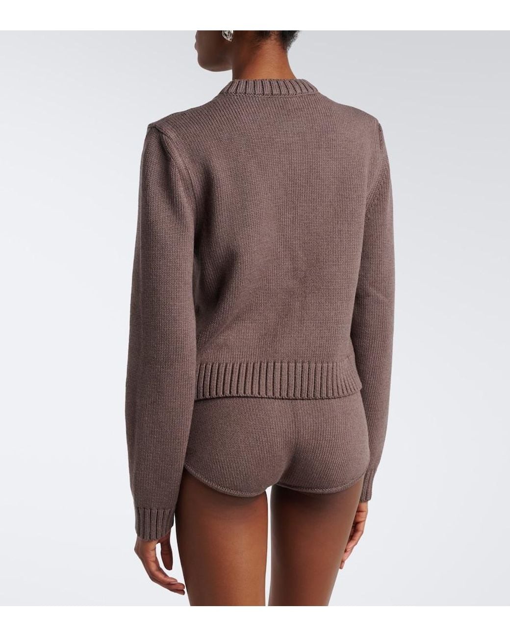 Magda Butrym Brown Ribbed-Knit Cotton Cardigan