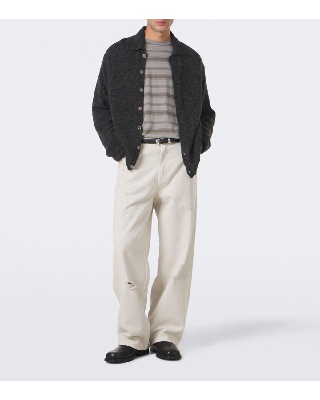 Our Legacy White Vast Cut Distressed Wide-Leg Jeans for men