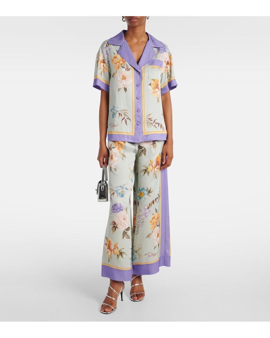 Self-Portrait White Floral Twill Shirt
