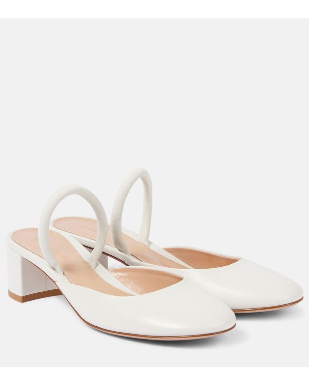Gianvito Rossi White Tivoli 45 Leather Mules