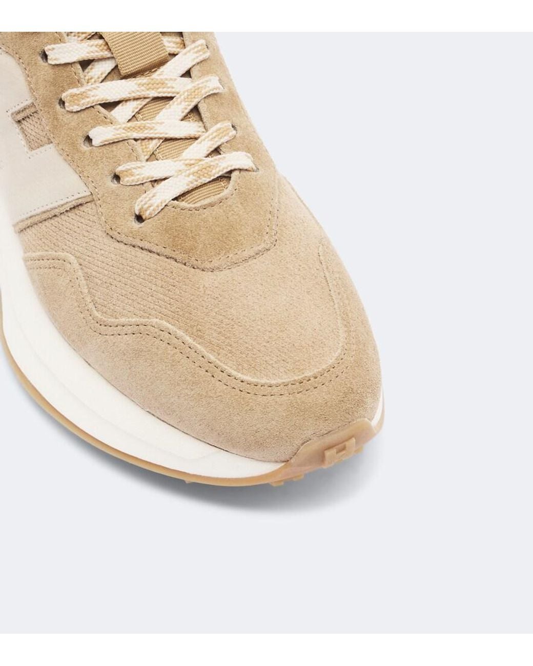 Hogan Black H641 Leather-Trimmed Suede Sneakers