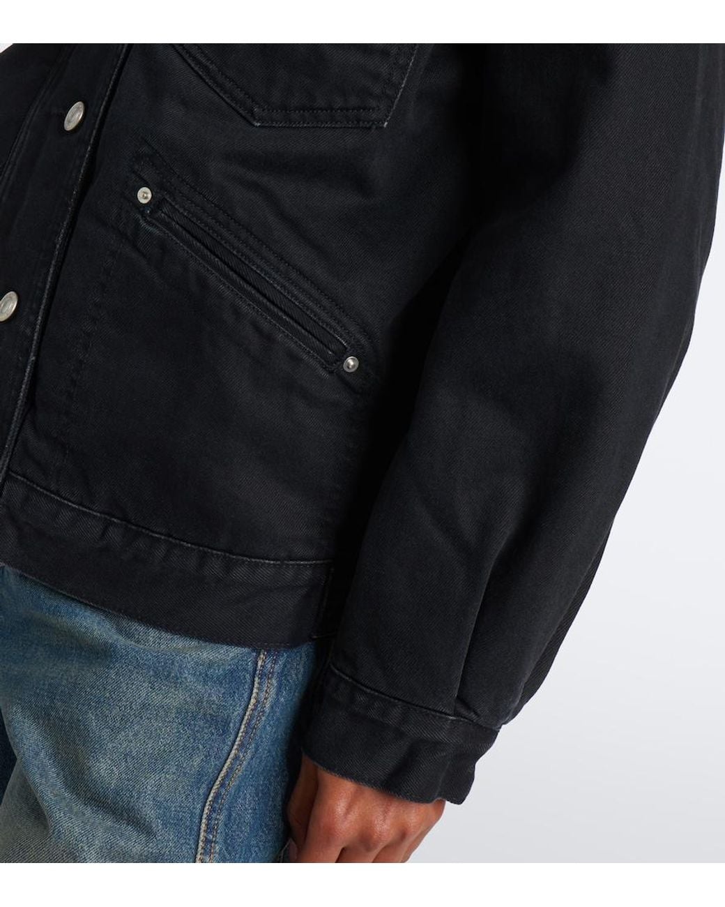 Isabel Marant Black Pimia Fleece-Trimmed Denim Jacket