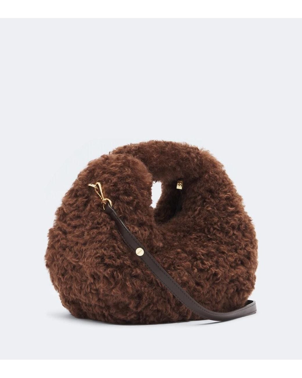 Ganni Brown Mini Teddy Top-Handle Bag