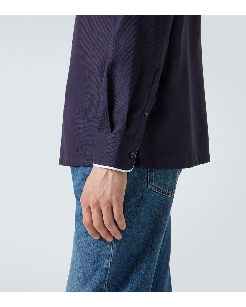 Brunello Cucinelli Blue Cotton Pajama Shirt for men