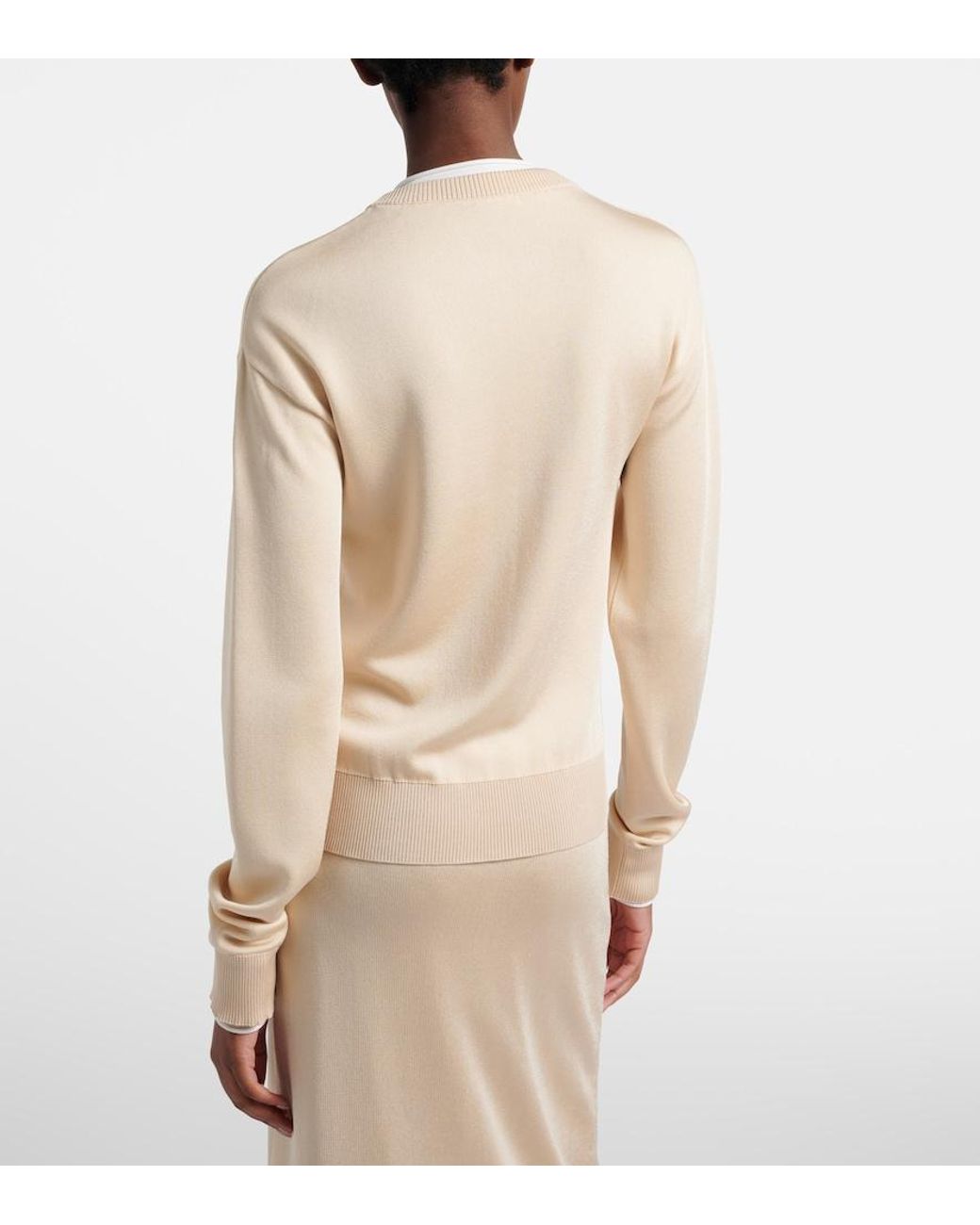 Bottega Veneta Natural Nodo Quadro Layered Silk Cardigan