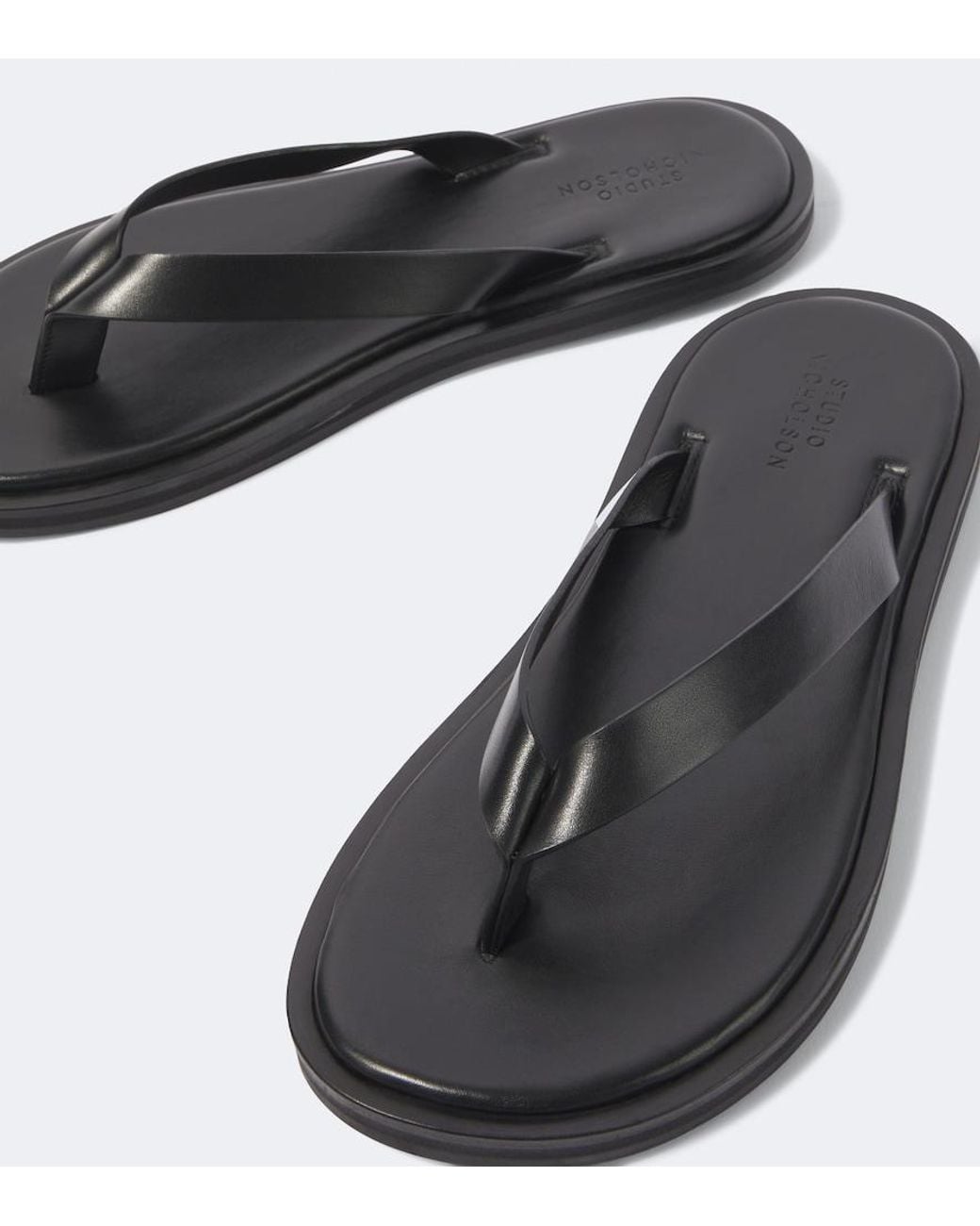 Studio Nicholson Black Curren Leather Thong Sandals for men