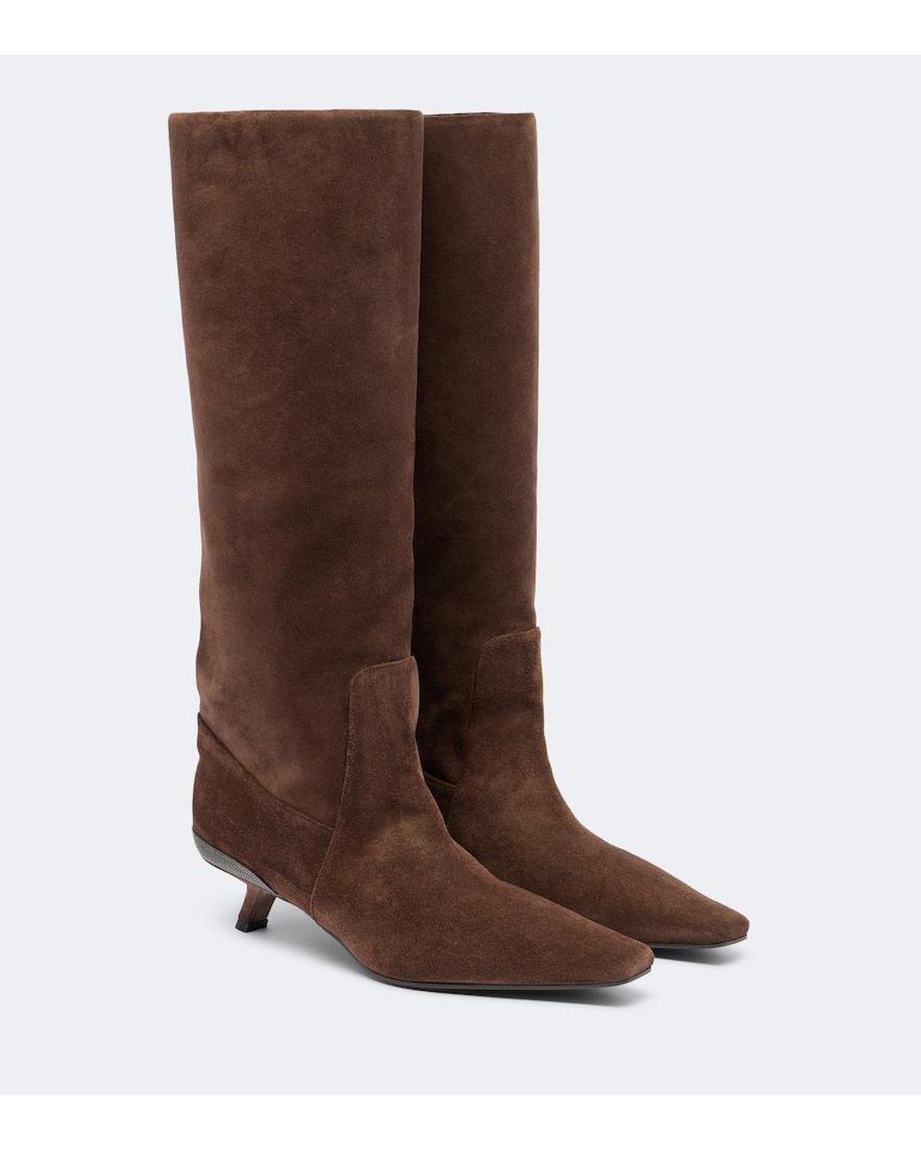 Brunello Cucinelli Brown Monili Suede Knee-High Boots