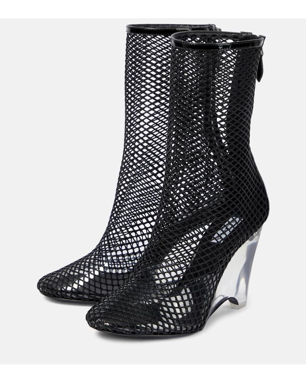 Alaïa Black La Cage Mesh And Pu Wedge Ankle Boots