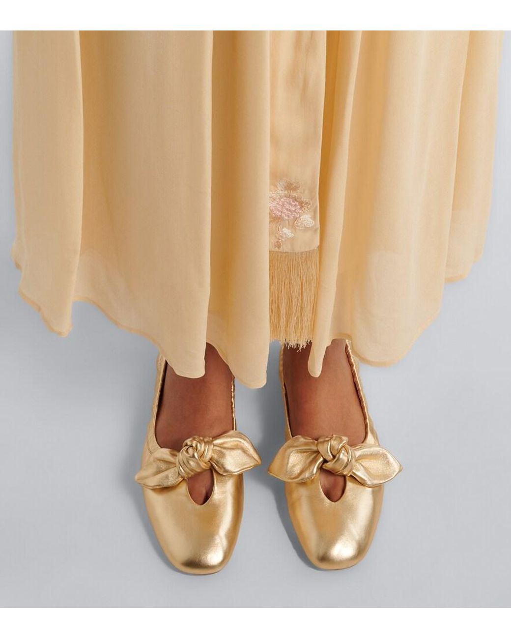 Zimmermann Natural Carousel Metallic Leather Ballet Flats