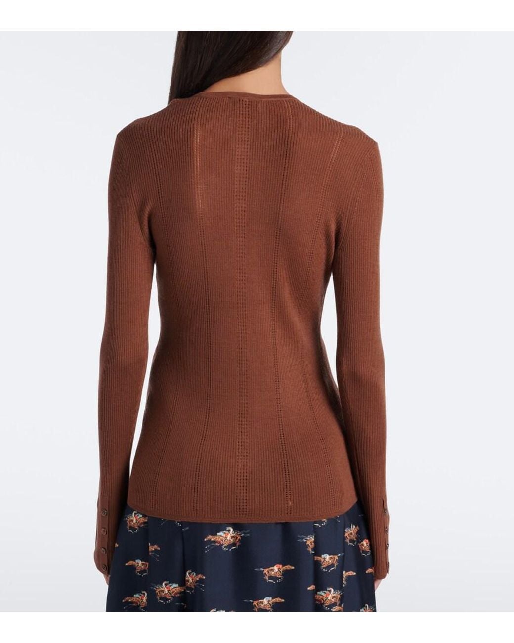 Gabriela Hearst Brown Olea Pointelle Wool Henley Shirt