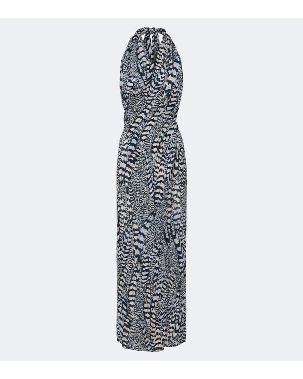 Johanna Ortiz Blue Enigma Silk Georgette Halterneck Top