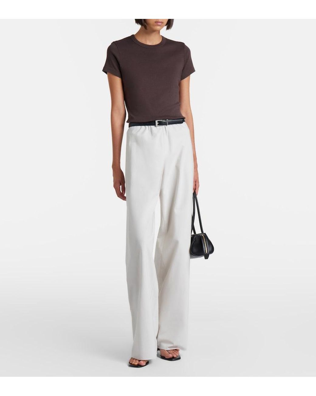 Vince White Colette Cotton Twill Wide-Leg Pants