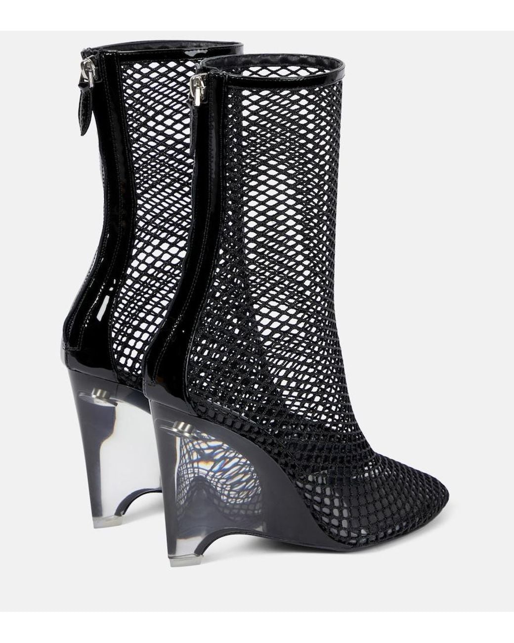 Alaïa Black La Cage Mesh And Pu Wedge Ankle Boots