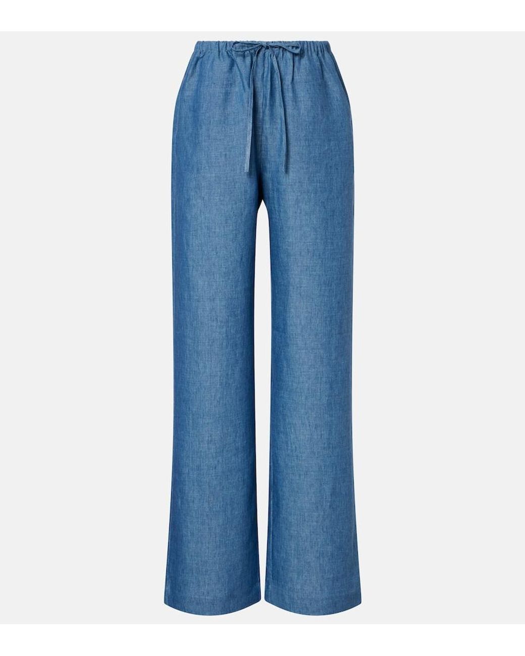 Rohe Blue Linen Wide-Leg Pants