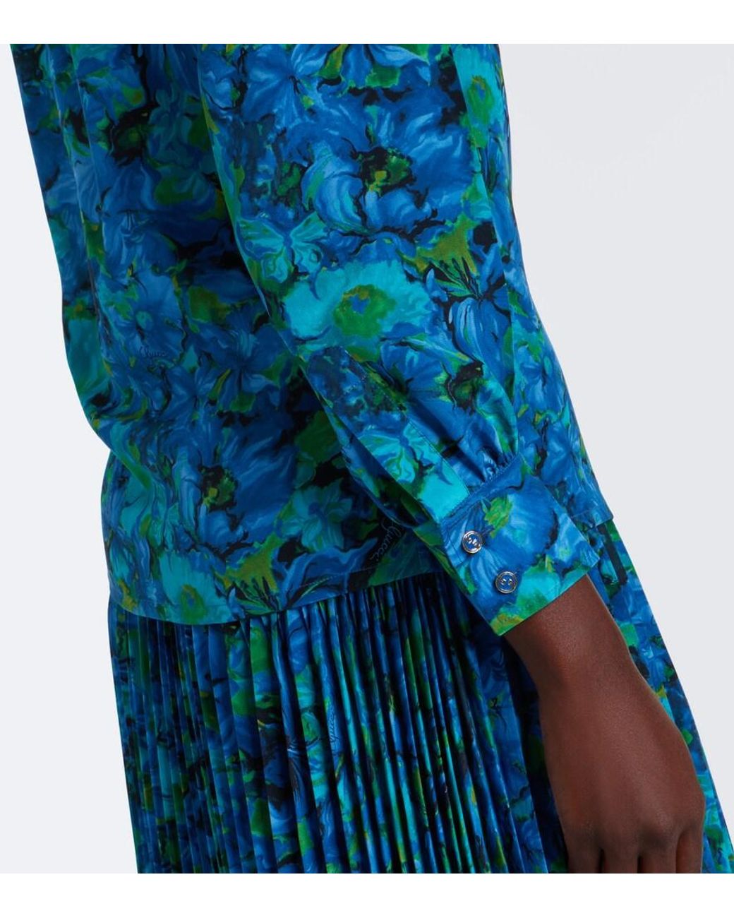 Gucci Blue Floral Silk Georgette Blouse