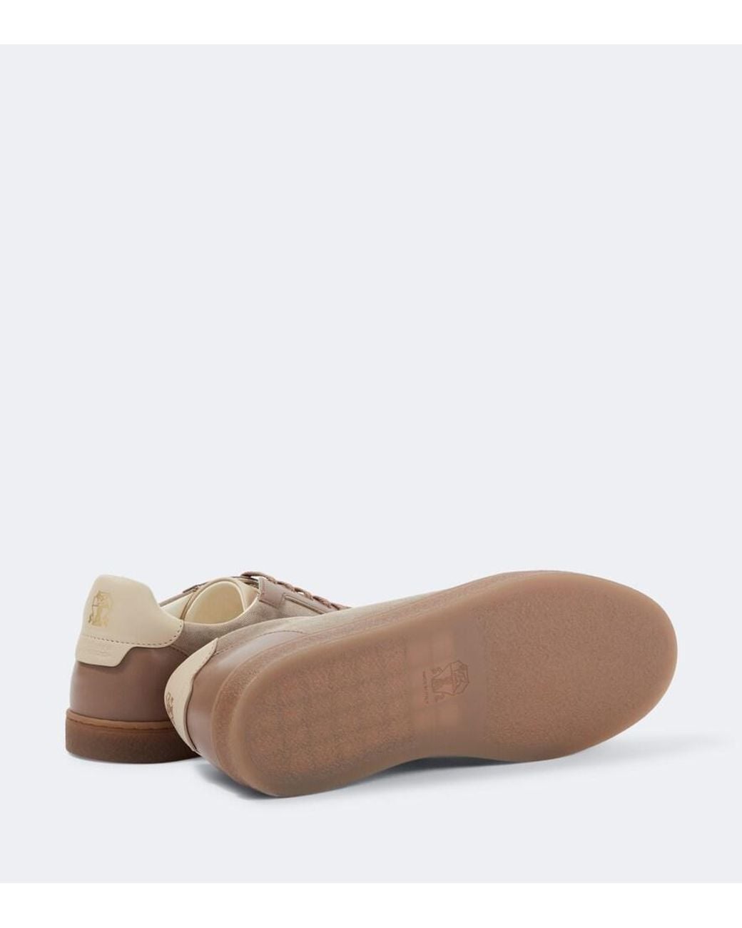 Brunello Cucinelli Brown Leather-Trimmed Herringbone Sneakers for men