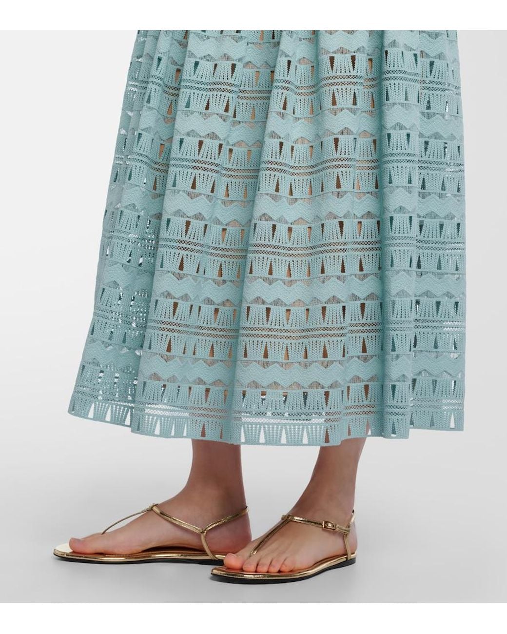 Elie Saab Blue Knitted Maxi Skirt