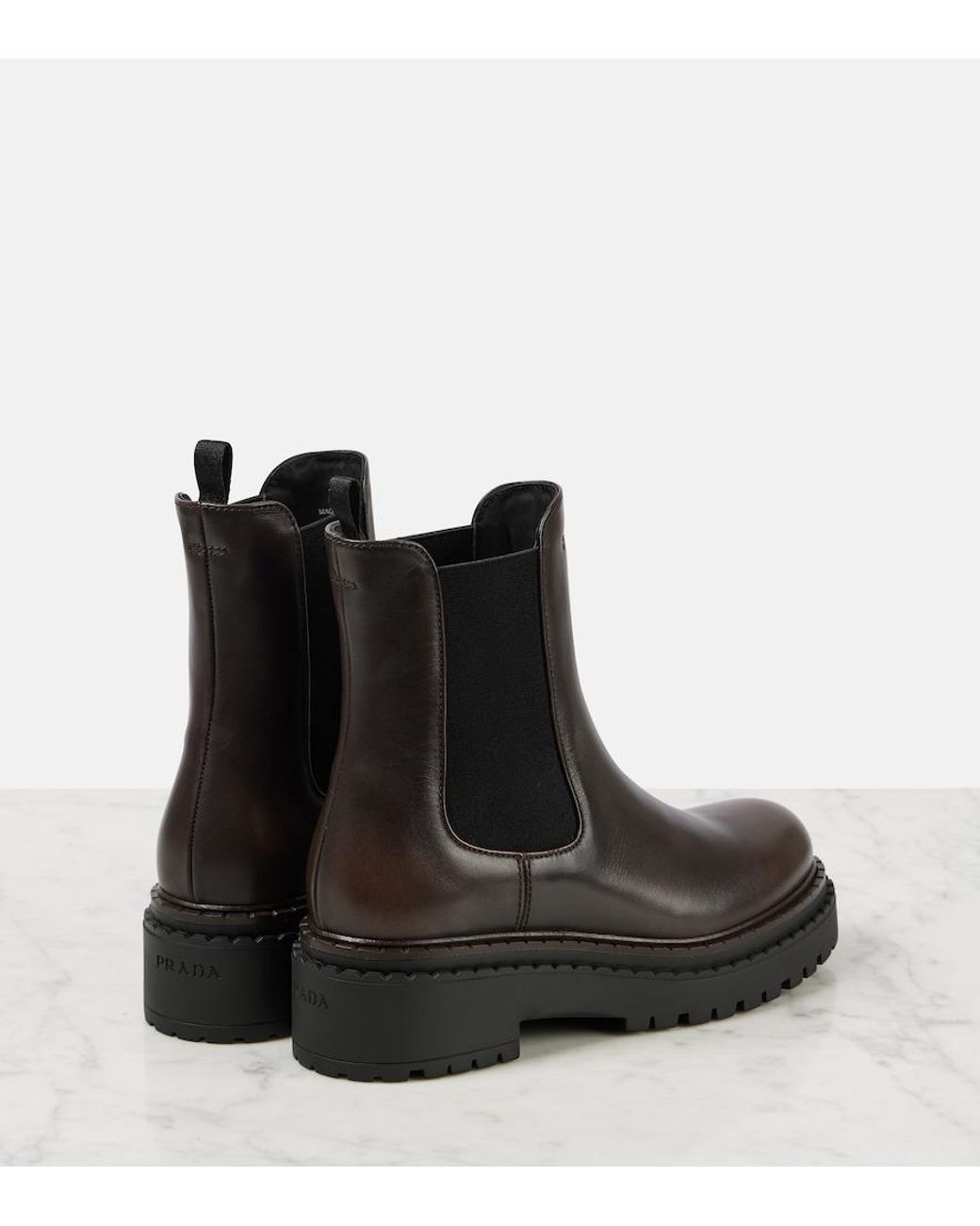 Prada Black Chelsea Boots Aus Leder
