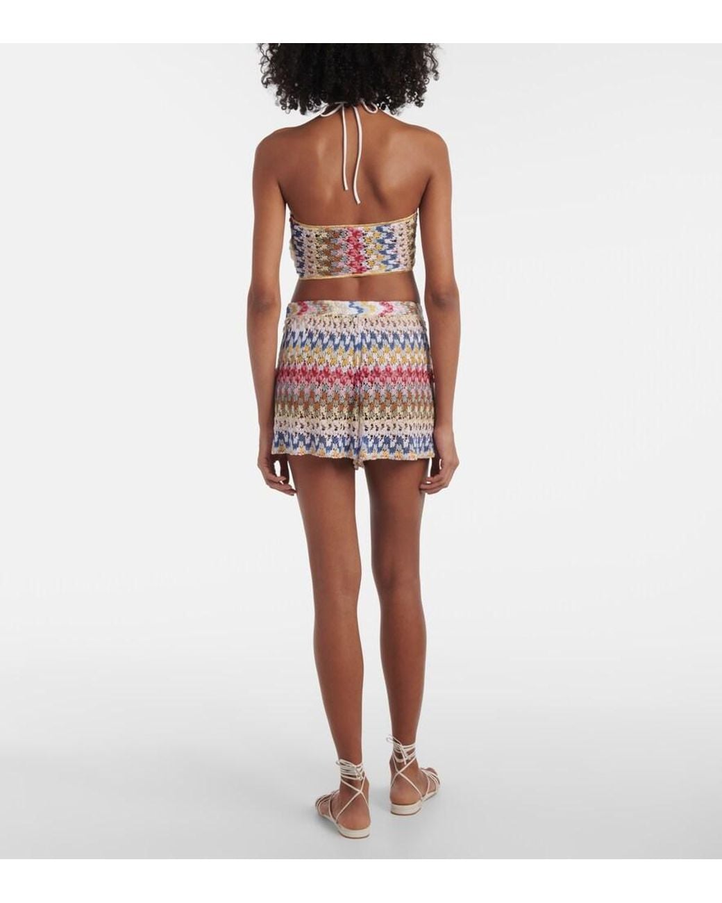 Missoni White Knitted Lame Shorts