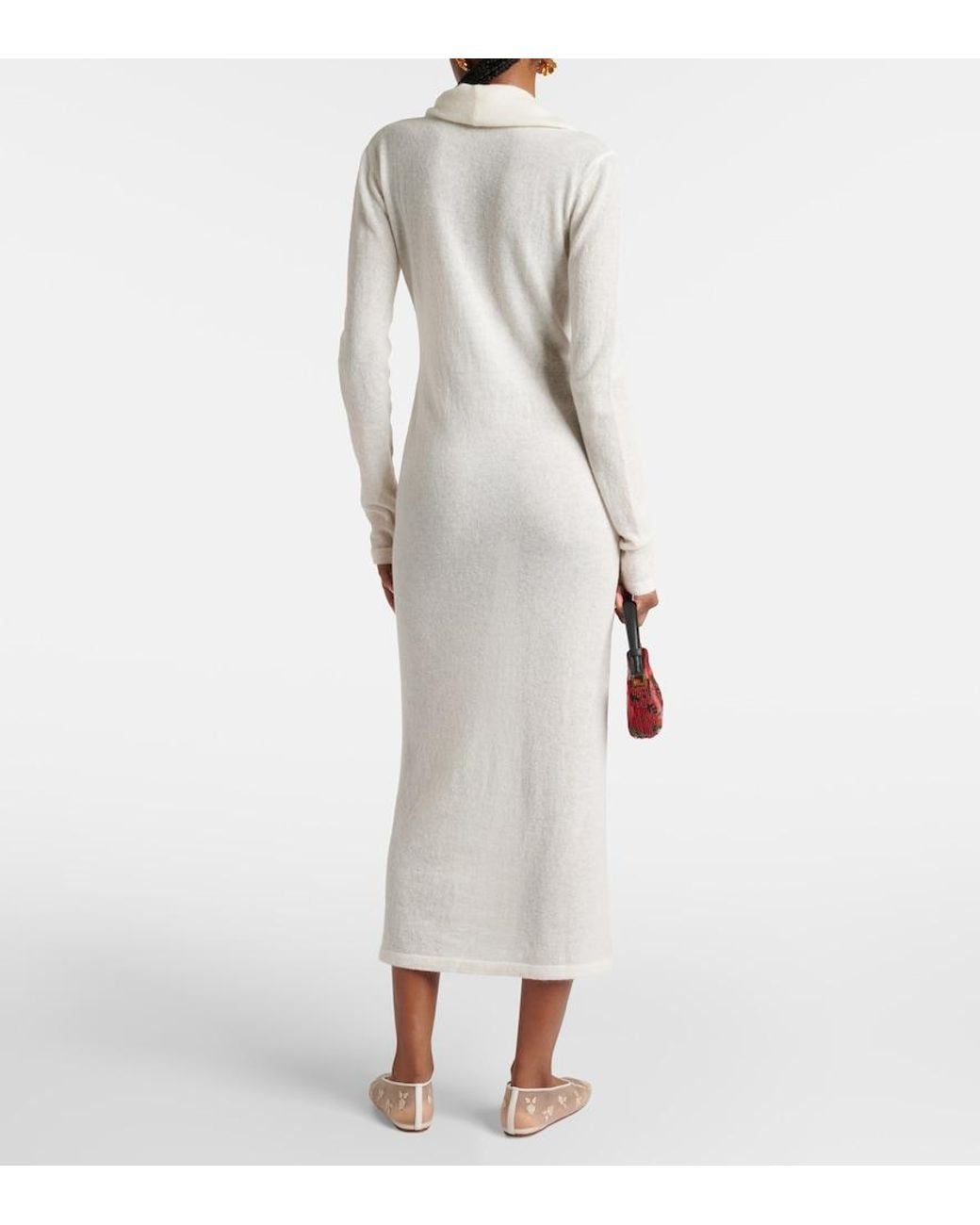 Magda Butrym White Alpaca-Blend Knitted Maxi Dress