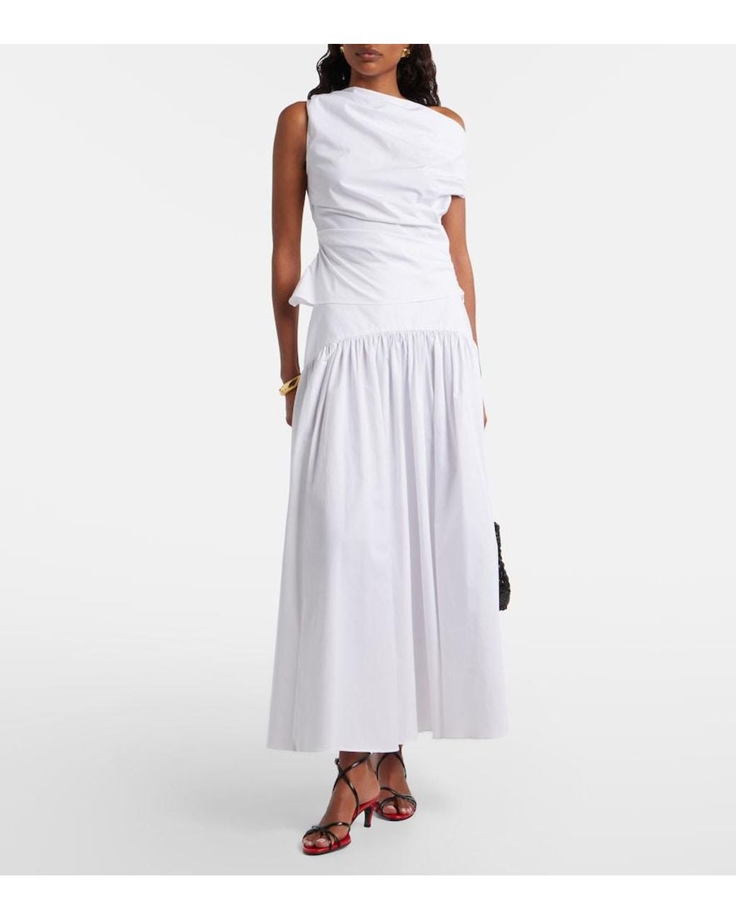 Staud White Procida Cotton Poplin Maxi Skirt
