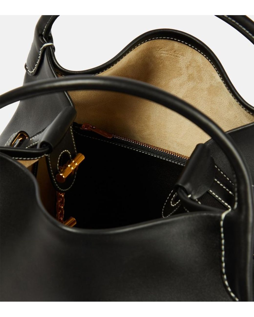 Loro Piana Black Bale Large Leather Tote Bag