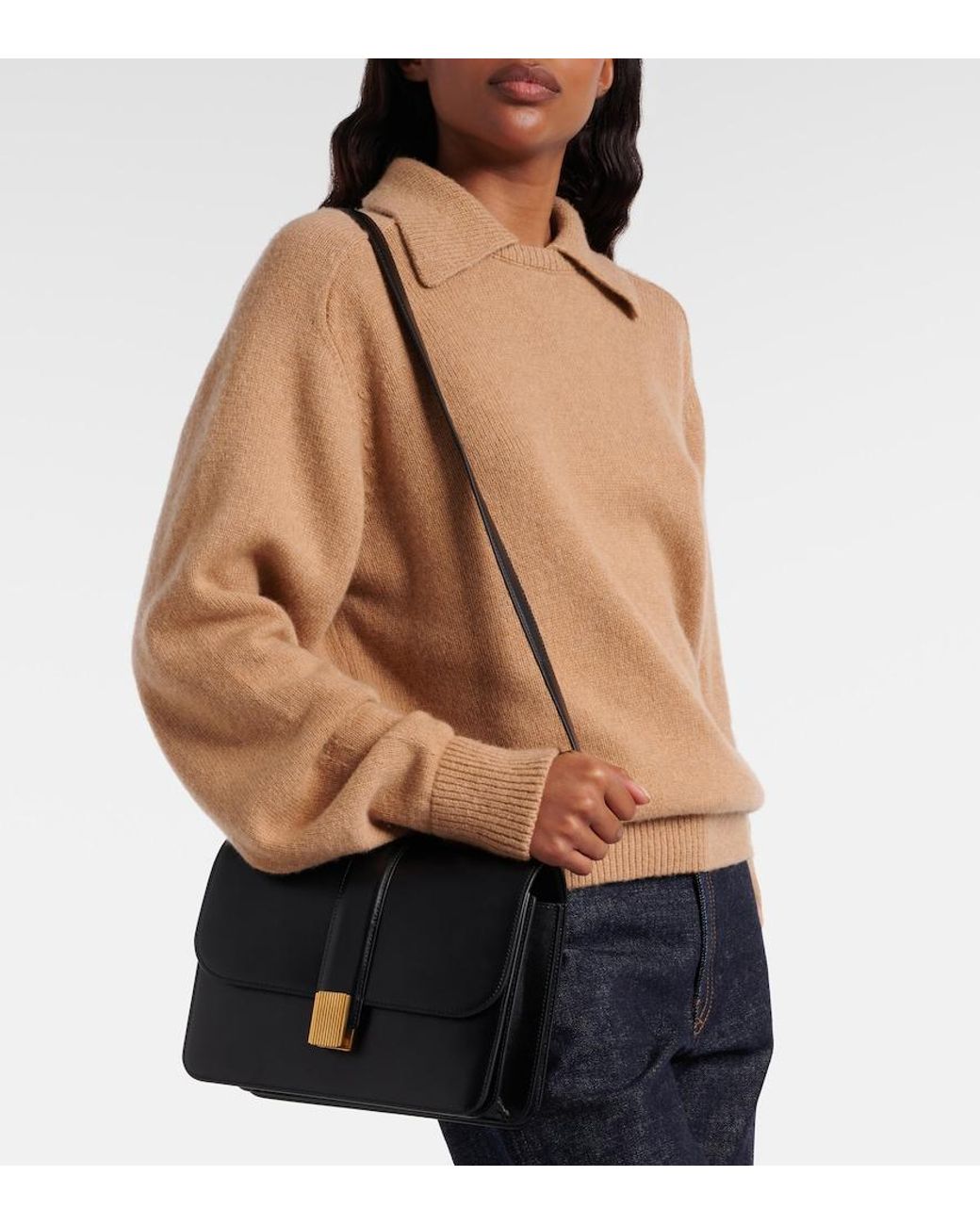 Khaite Black Blake Leather Crossbody Bag