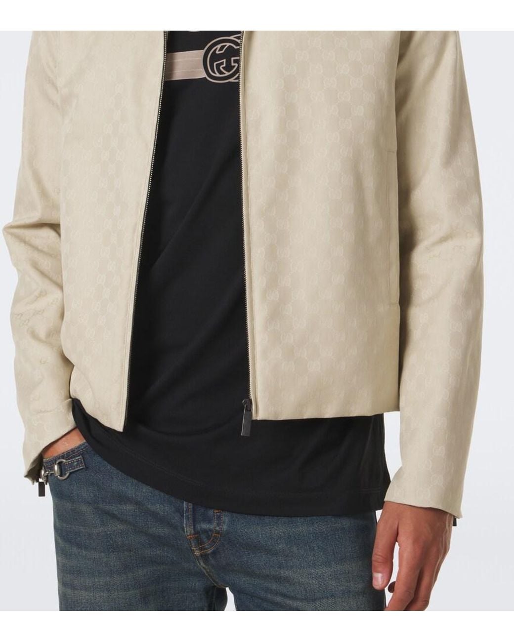 Gucci Black Interlocking G Printed Cotton Jersey T-Shirt for men